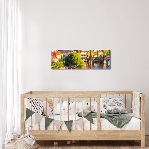 Obraz - Praga (z zegarem) (90x30 cm)