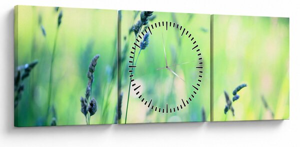 Obraz - Szczegół łąki (z zegarem) (90x30 cm)