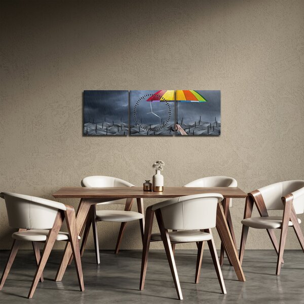 Obraz - Parasole (z zegarem) (90x30 cm)