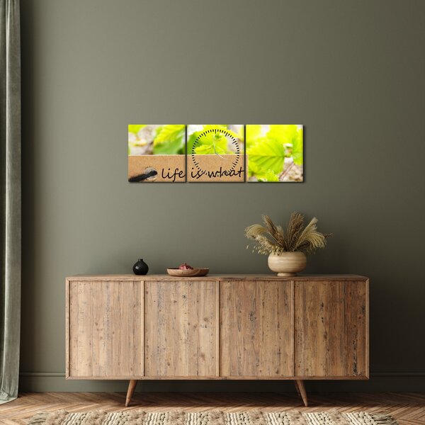 Obraz - Cytat (z zegarem) (90x30 cm)