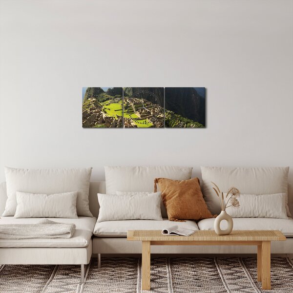 Obraz - Lamy na Machu Picchu (z zegarem) (90x30 cm)