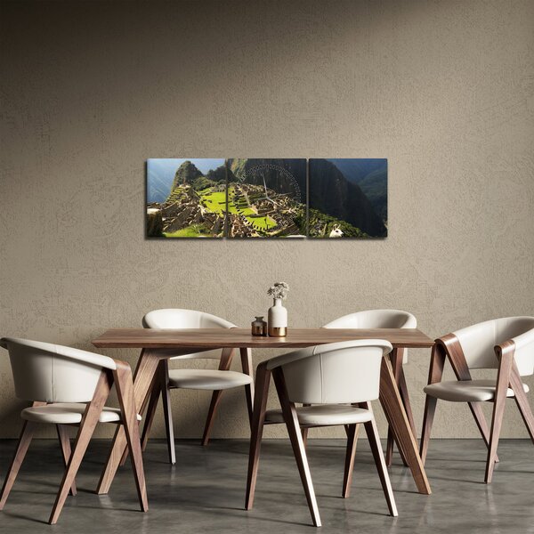 Obraz - Lamy na Machu Picchu (z zegarem) (90x30 cm)