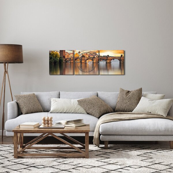 Obraz - Praga (z zegarem) (90x30 cm)