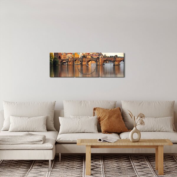 Obraz - Praga (z zegarem) (90x30 cm)