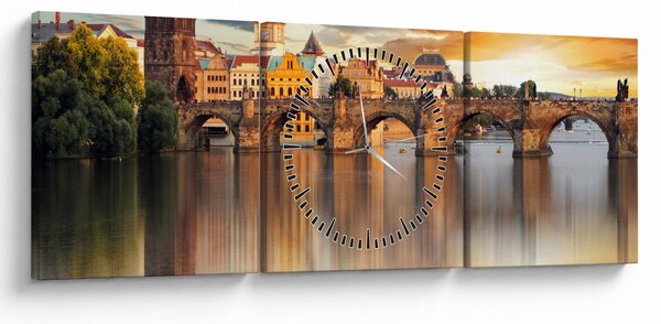 Obraz - Praga (z zegarem) (90x30 cm)