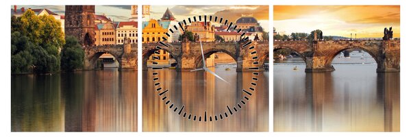 Obraz - Praga (z zegarem) (90x30 cm)