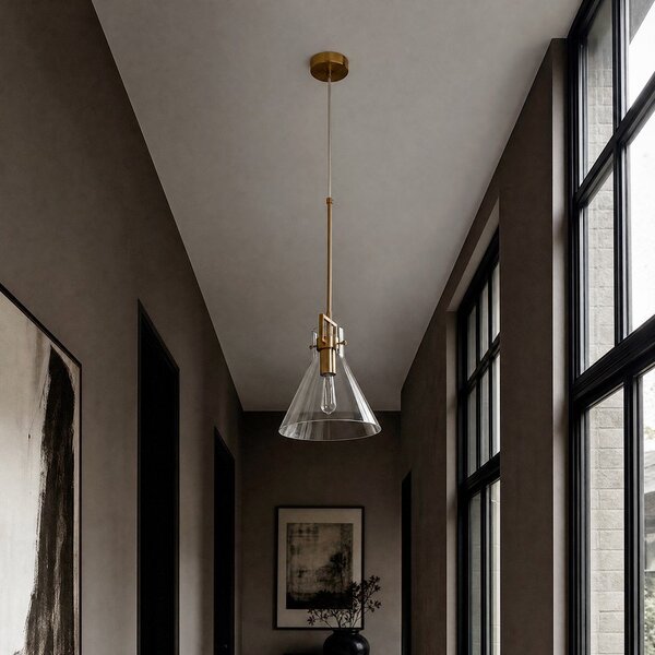 Metalowa lampa wisząca w kolorze złota ze szklanym kloszem ø 25 cm Trieste – Premier Housewares