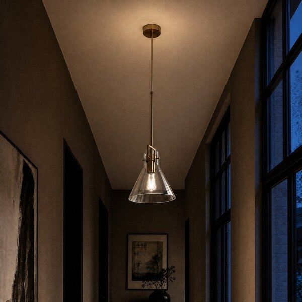 Metalowa lampa wisząca w kolorze złota ze szklanym kloszem ø 25 cm Trieste – Premier Housewares