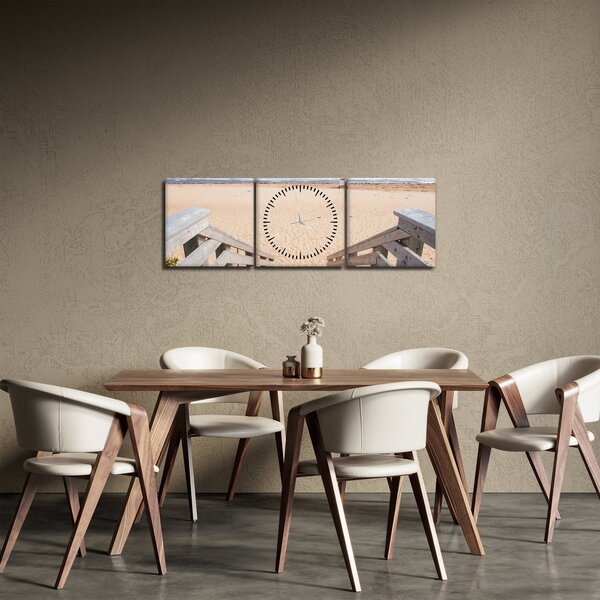 Obraz - Plaża (z zegarem) (90x30 cm)