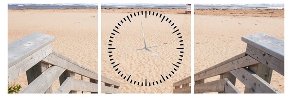 Obraz - Plaża (z zegarem) (90x30 cm)
