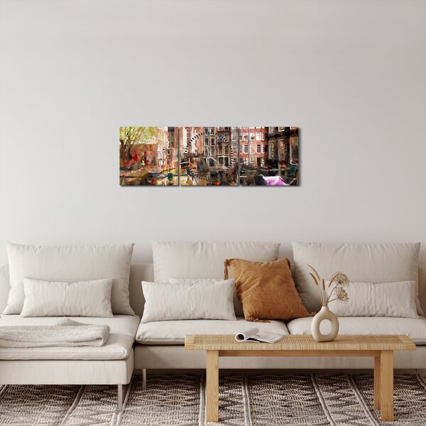 Obraz - Amsterdam (z zegarem) (90x30 cm)