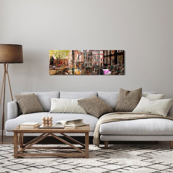 Obraz - Amsterdam (z zegarem) (90x30 cm)