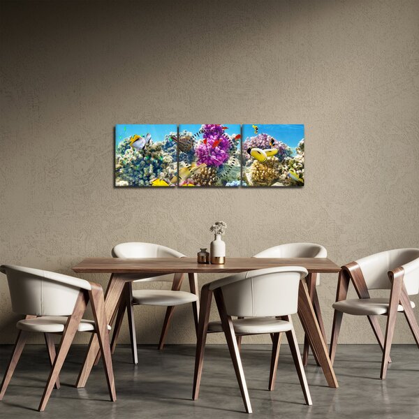 Obraz - Morski świat (z zegarem) (90x30 cm)