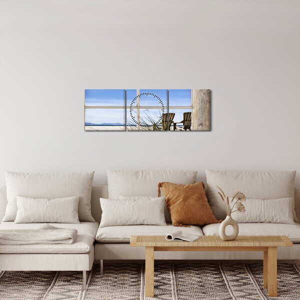 Obraz - Widok z okna (z zegarem) (90x30 cm)