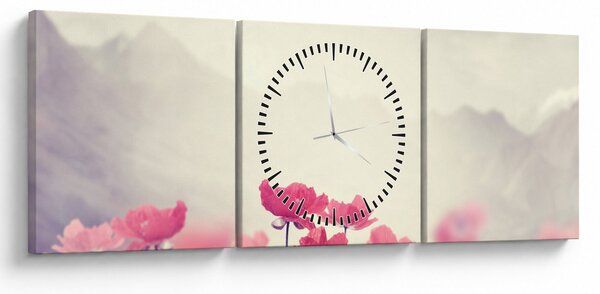 Obraz - Maki (z zegarem) (90x30 cm)