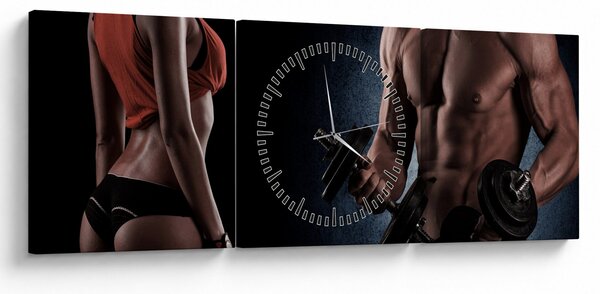 Obraz - Fitness (z zegarem) (90x30 cm)
