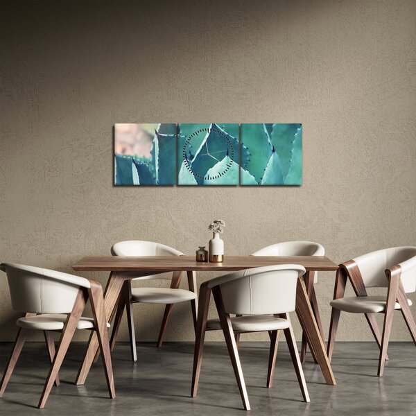 Obraz - Sukulent (z zegarem) (90x30 cm)
