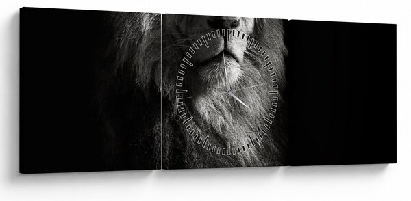 Obraz - Lew (z zegarem) (90x30 cm)