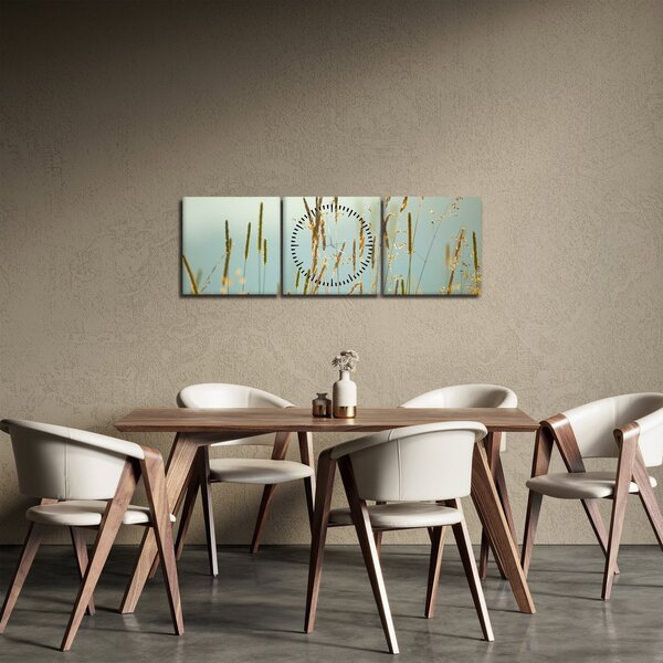 Obraz - Łąkowa chwila (z zegarem) (90x30 cm)