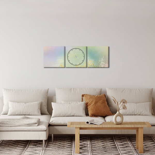 Obraz - Malowana łąka 2 (z zegarem) (90x30 cm)