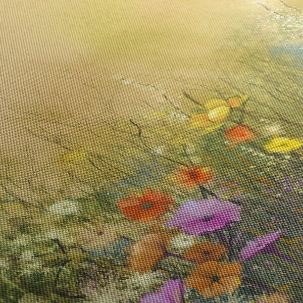Obraz - Malowana łąka (z zegarem) (90x30 cm)