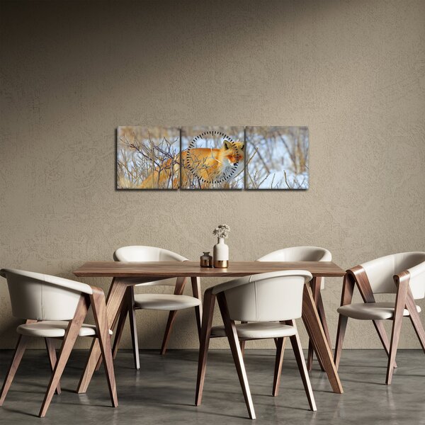 Obraz - Lis (z zegarem) (90x30 cm)
