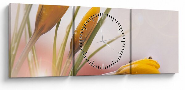 Obraz - Wiosenne kwiaty (z zegarem) (90x30 cm)