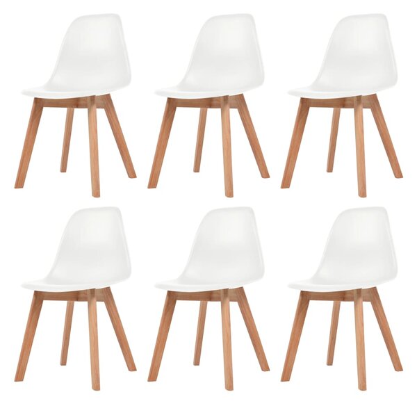 Krzesła stołowe, 6 szt., białe, plastikowe
