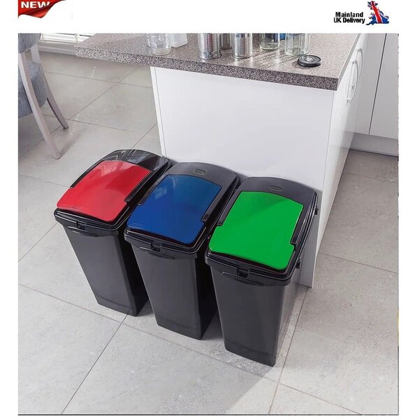 Czarny plastikowy kosz na śmieci 40 l – Addis