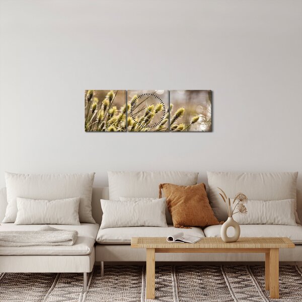 Obraz - Zieleń (z zegarem) (90x30 cm)