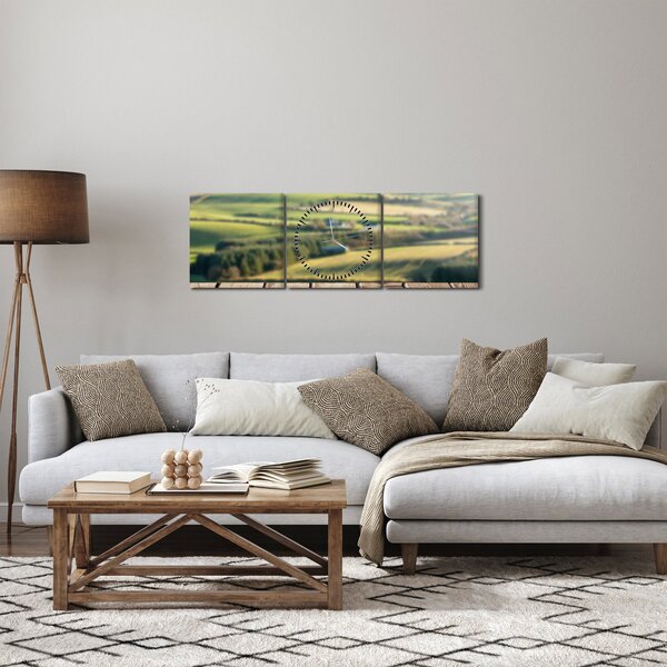 Obraz - Widok na krajobraz (z zegarem) (90x30 cm)