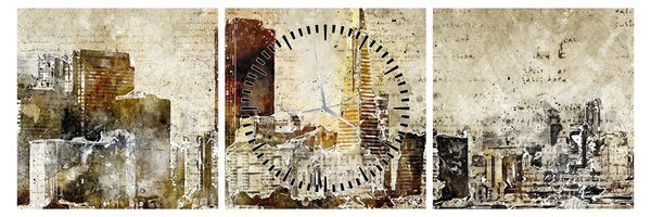 Obraz - Artystycznie ukształtowane miasto (z zegarem) (90x30 cm)