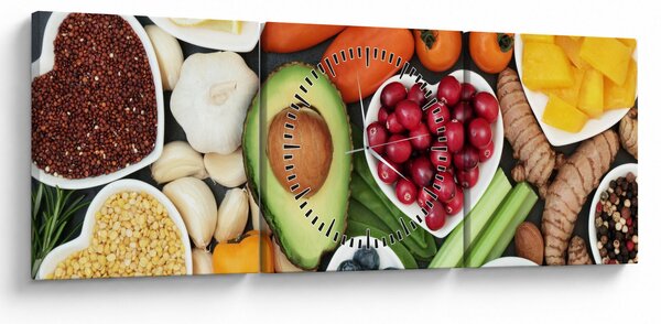 Obraz - Zdrowa żywność (z zegarem) (90x30 cm)