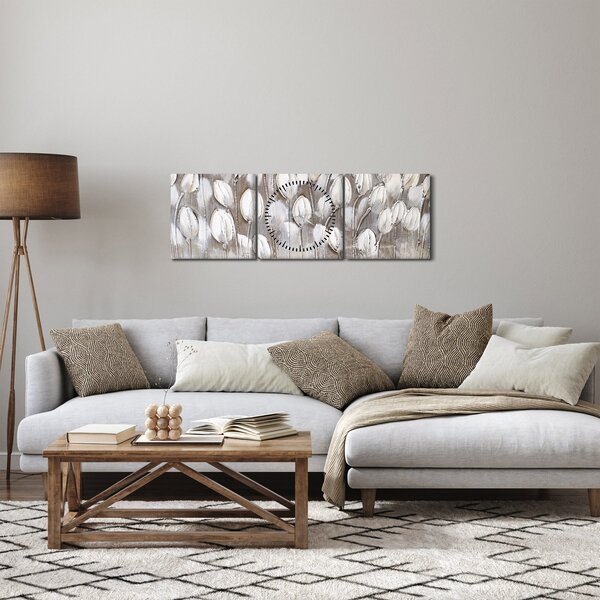 Obraz - Ułożone tulipany (z zegarem) (90x30 cm)