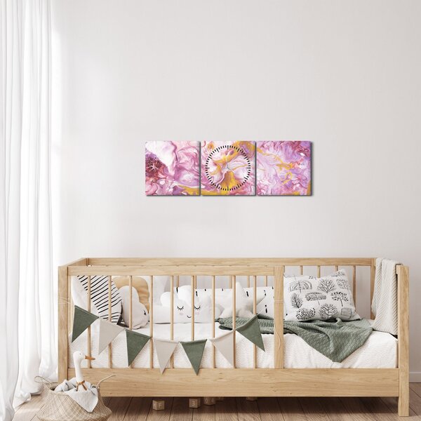 Obraz - Różwa abstrakcja (z zegarem) (90x30 cm)