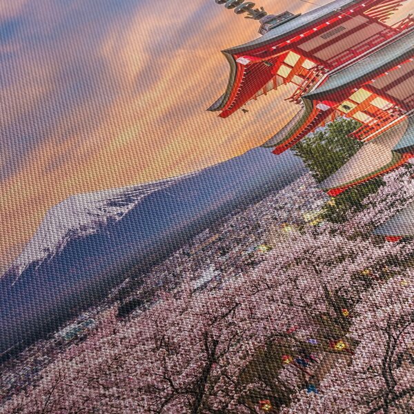 Obraz - Fudżi, Japonia (z zegarem) (90x30 cm)
