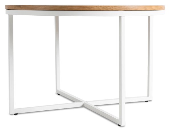 Stolik Kawowy HANTEL 70 cm Dąb Złoty/Biały Skandynawski