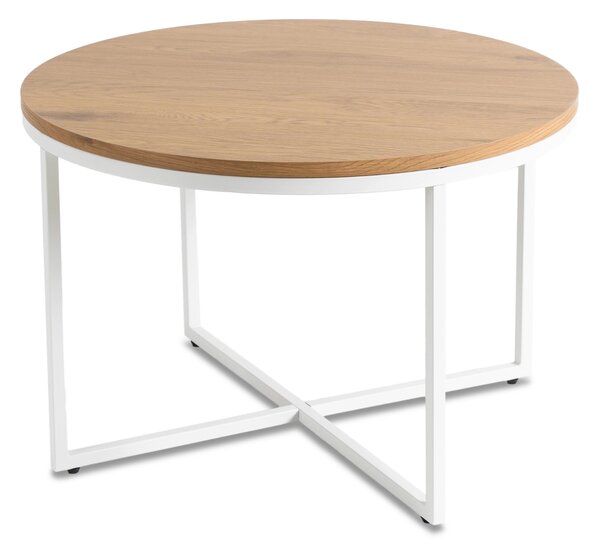 Stolik Kawowy HANTEL 70 cm Dąb Złoty/Biały Skandynawski
