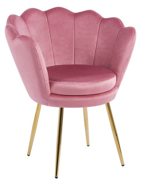 Krzesło Glamour Muszelka welurowe różowe SHELL