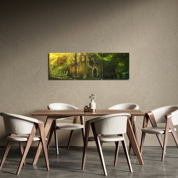 Obraz - Bajkowy las (z zegarem) (90x30 cm)