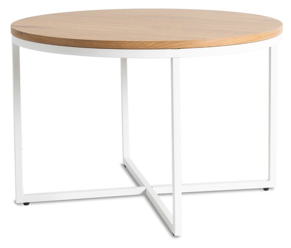 Stolik Kawowy HANTEL 70 cm Dąb Złoty/Biały Skandynawski