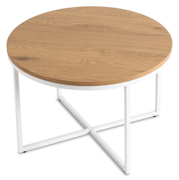Stolik Kawowy HANTEL 70 cm Dąb Złoty/Biały Skandynawski