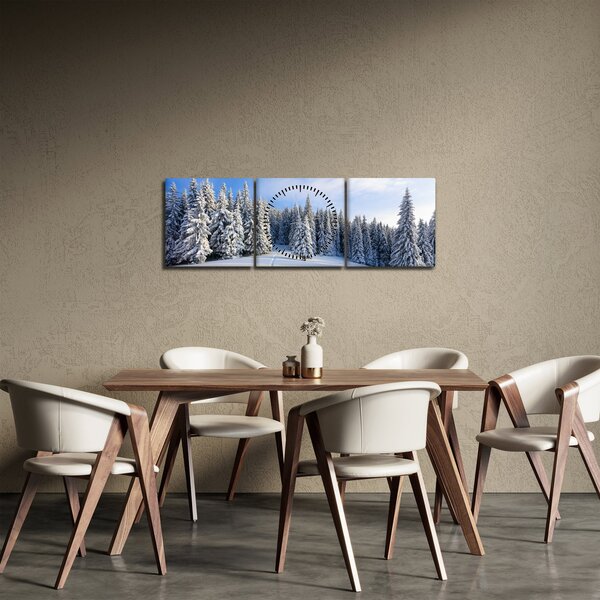 Obraz - Zima w lasach (z zegarem) (90x30 cm)