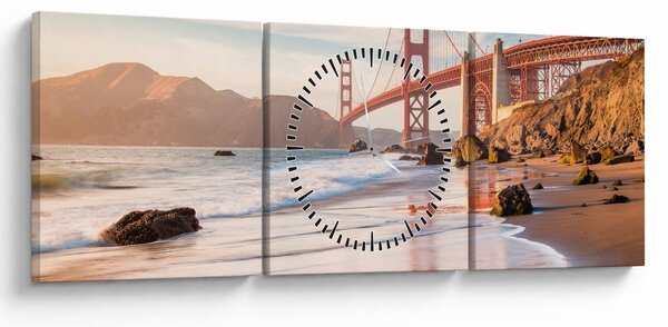 Obraz - Golden Gate Bridge (z zegarem) (90x30 cm)