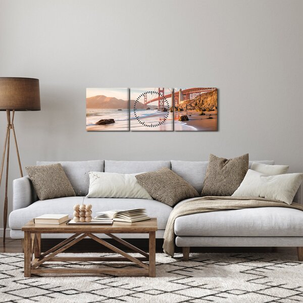 Obraz - Golden Gate Bridge (z zegarem) (90x30 cm)