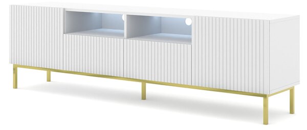 Biała szafka rtv z lamelami 200 cm - Melis 11X