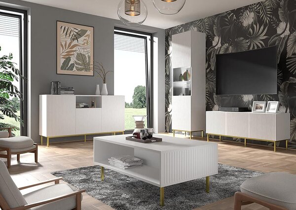 Biała witryna z lamelami glamour T7-S99