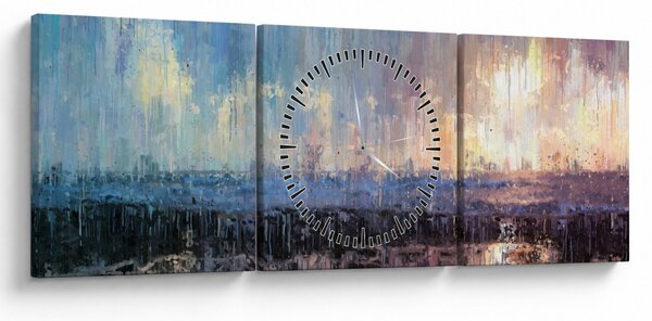 Obraz - Abstrakcja (z zegarem) (90x30 cm)