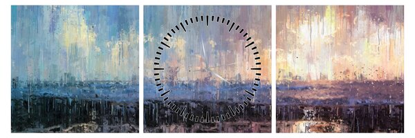 Obraz - Abstrakcja (z zegarem) (90x30 cm)