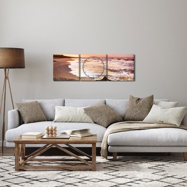 Obraz - Morze (z zegarem) (90x30 cm)